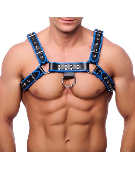 Harnais en cuir Premium Bleu-Noir