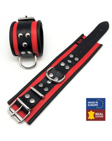 Menotte en cuir - Rouge/ Noir